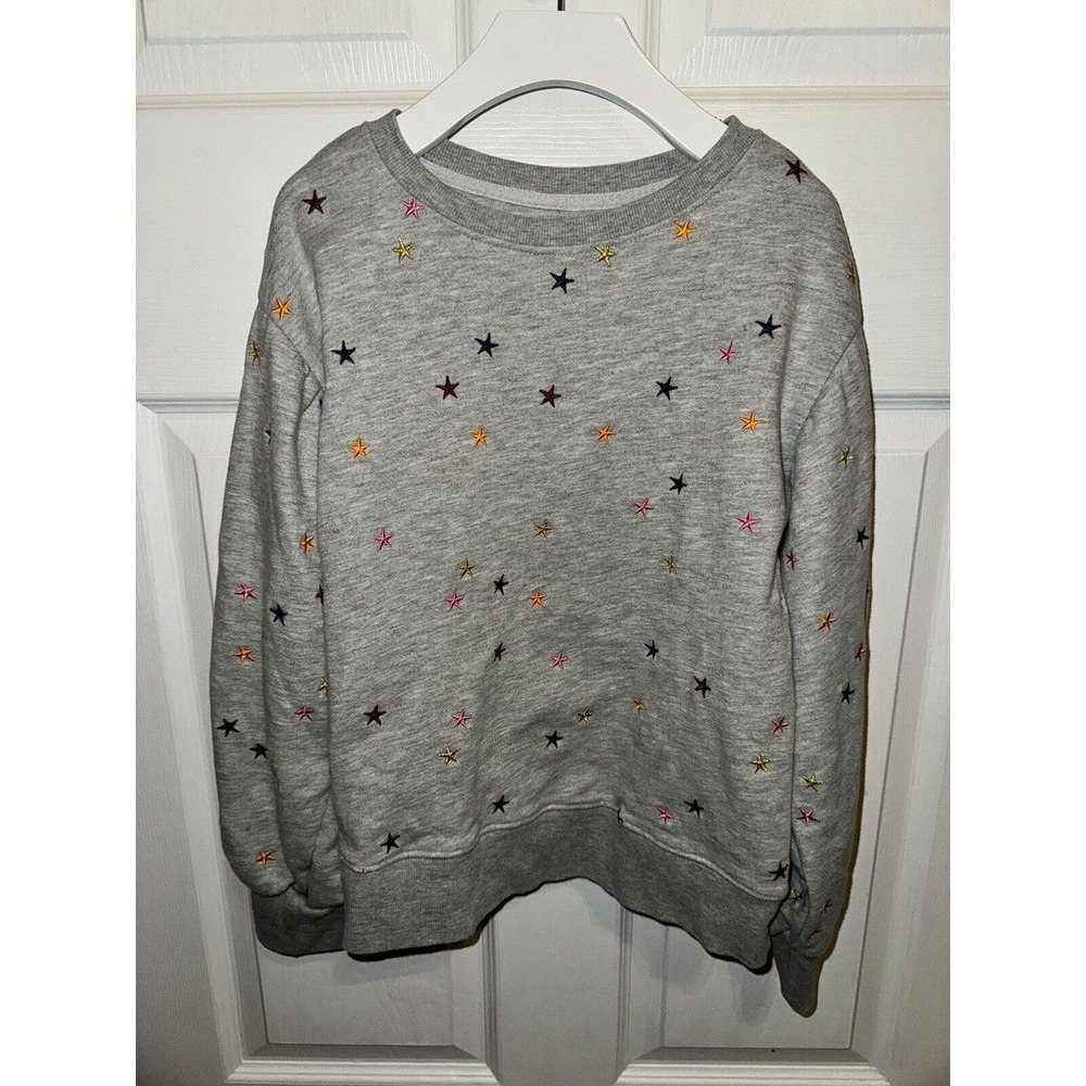AG Adriano Goldschmied Kids Sweatshirt Sweater Stars Embroidered Gray Big Girl M